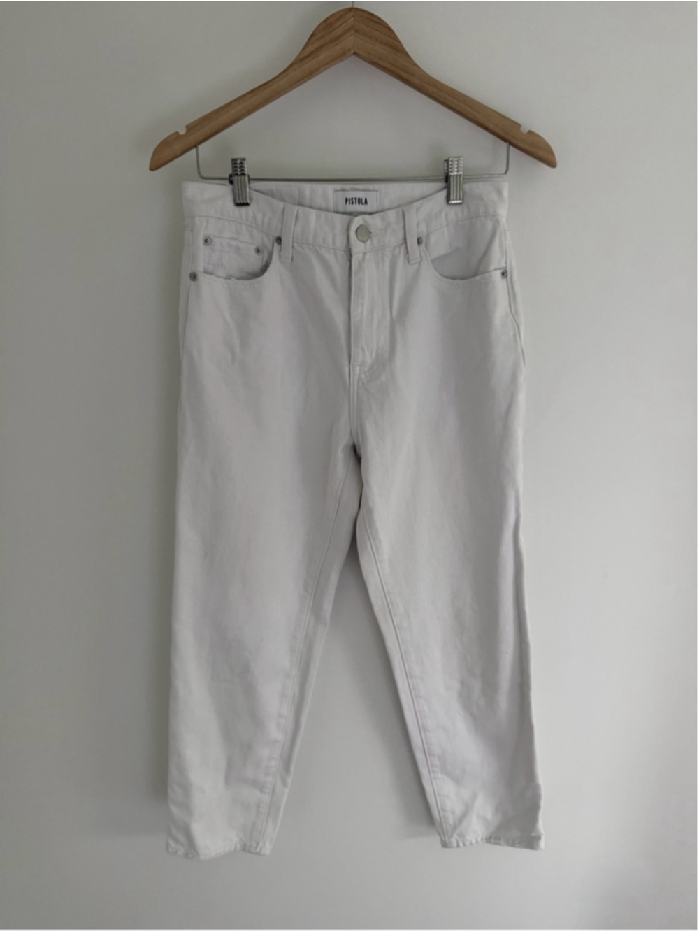Pistola White Cropped Straight Jeans 26 Mid Rise Minimalist